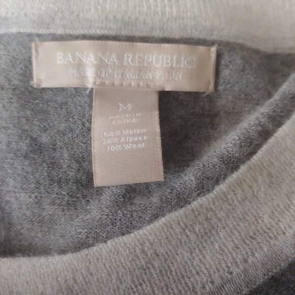 Banana Republic Alpaca/Nylon/Wool Blend L Sleeve Elbow Patch Pullover M - Picture 10 of 11
